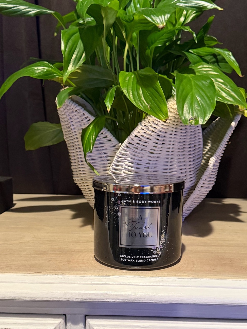 Bath & Body Works Black Glass Jar Candle with Silver Lid
